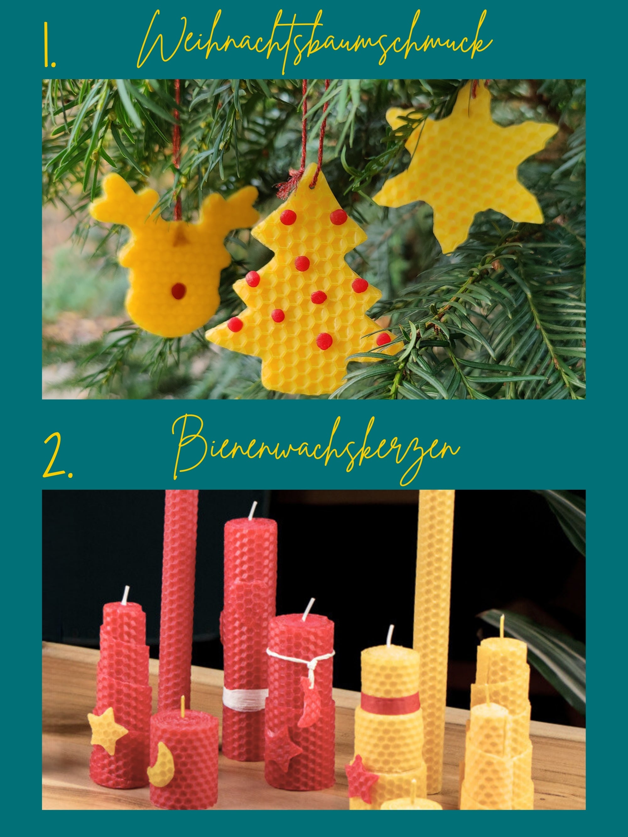 Bienenwachs Weihnachtsset: Geschenkanhänger und Weihnachtsbaum Schmuck selber machen ,